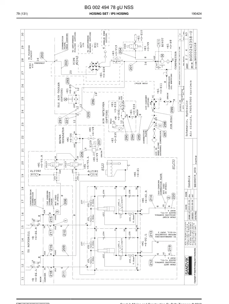 BG00249478d BG 002 494 78d Hosing Set - Sandvik Technical Drawing