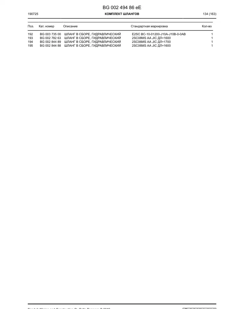 BG00249486e BG 002 494 86e Hosing Set - Sandvik Technical Drawing