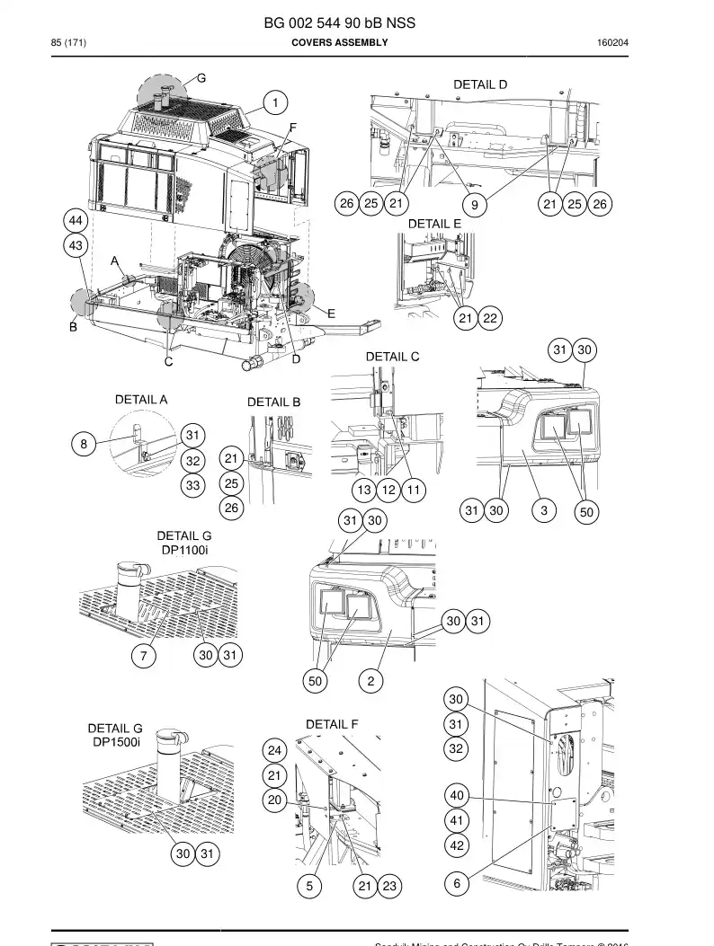 BG00254490b BG 002 544 90b Covers Assembly - Sandvik Technical Drawing