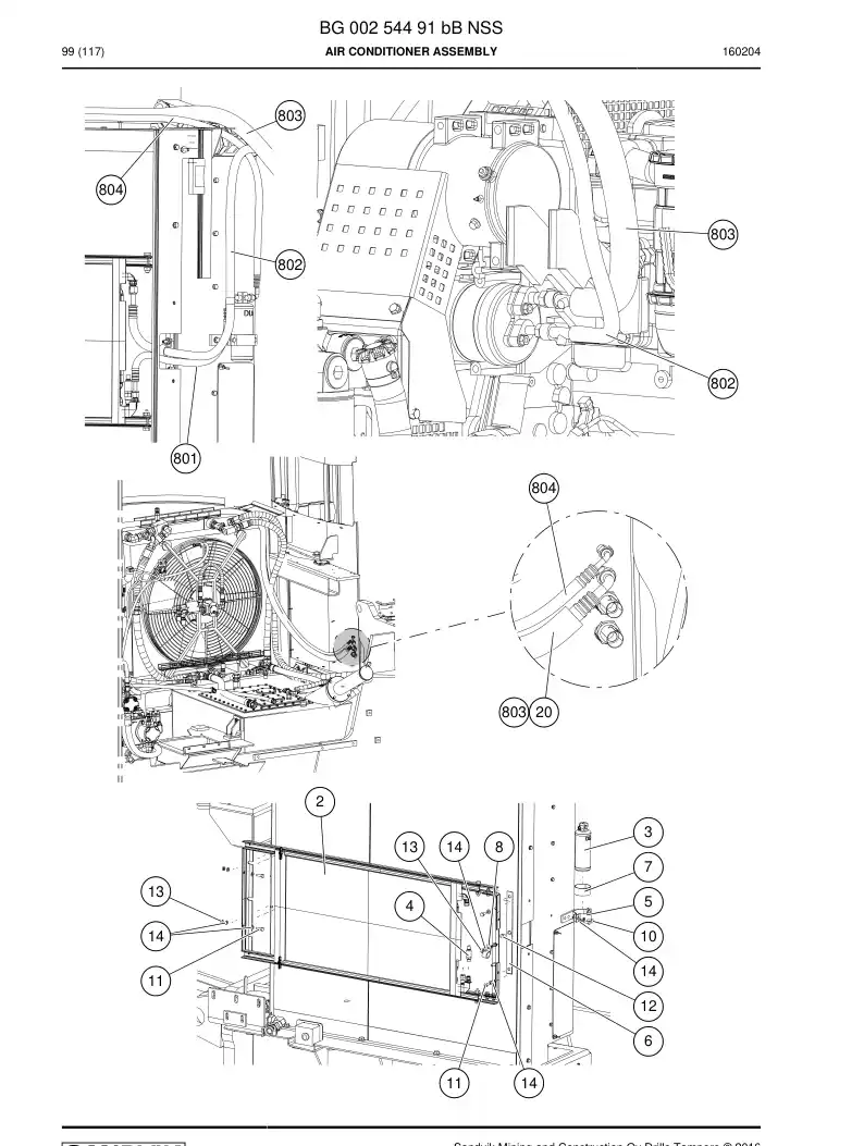 BG00254491b BG 002 544 91b Air Conditioner Assembly - Sandvik Technical Drawing
