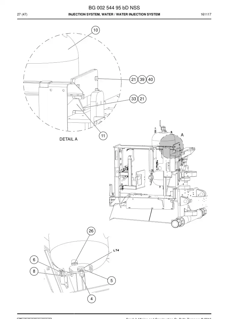 BG00254495b BG 002 544 95b Injection System, Water - Sandvik Technical Drawing