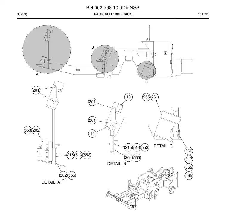 BG00256810d BG 002 568 10d Rack, Rod - Sandvik Technical Drawing