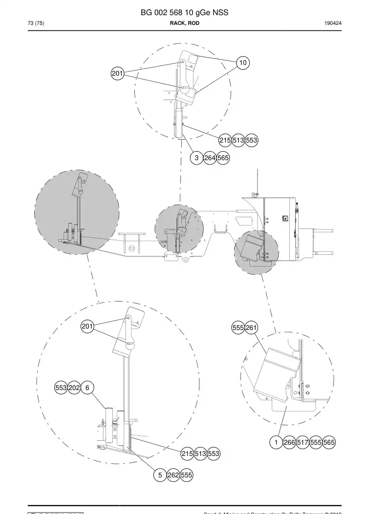 BG00256810g BG 002 568 10g Rack, Rod - Sandvik Technical Drawing