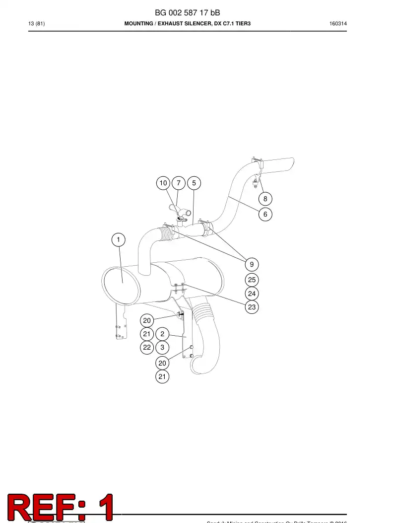 BG00258941d BG 002 589 41d Silencer, Exhaust - Sandvik Technical Drawing