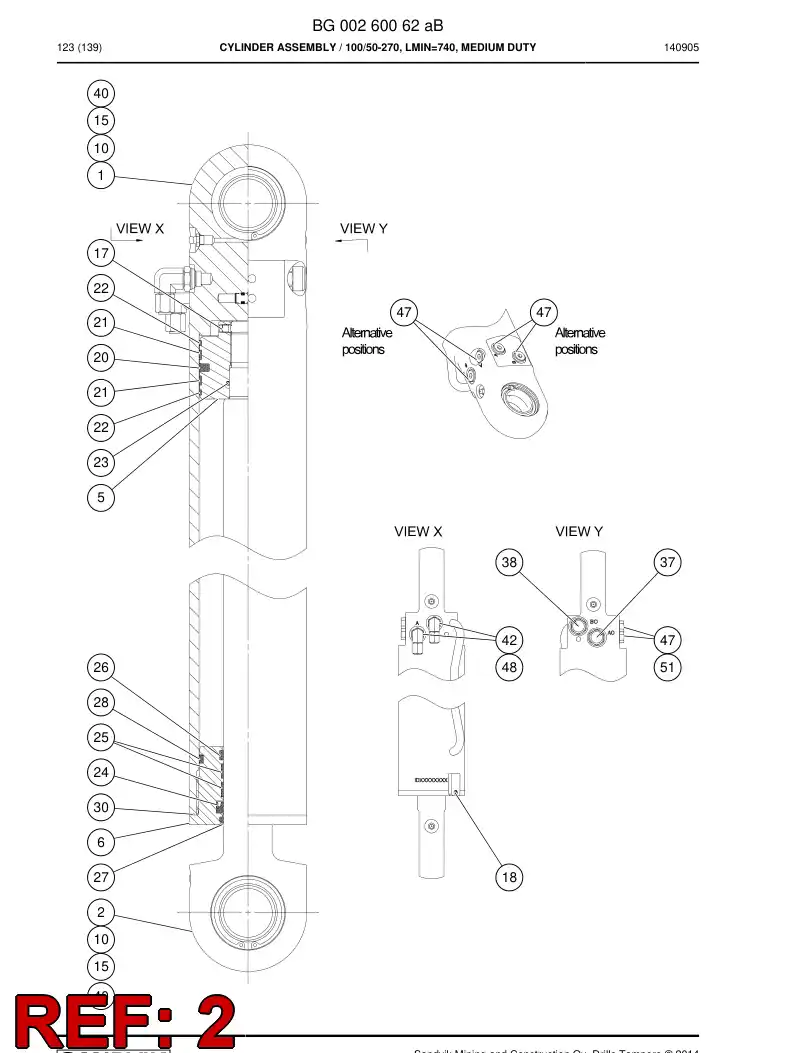 BG00260063a BG 002 600 63a PISTON Rod Assembly - Sandvik Technical Drawing