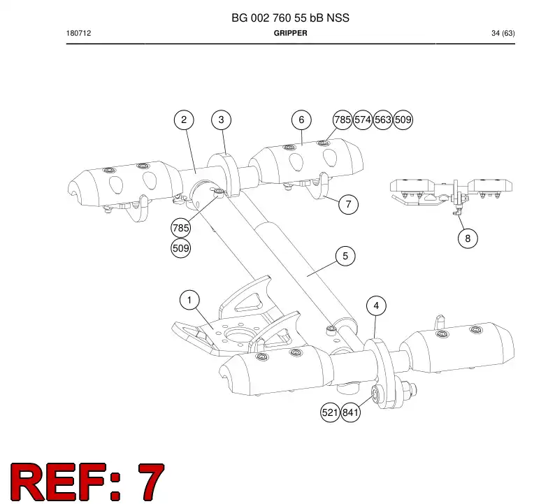 BG00260503a BG 002 605 03a Claw - Sandvik Technical Drawing