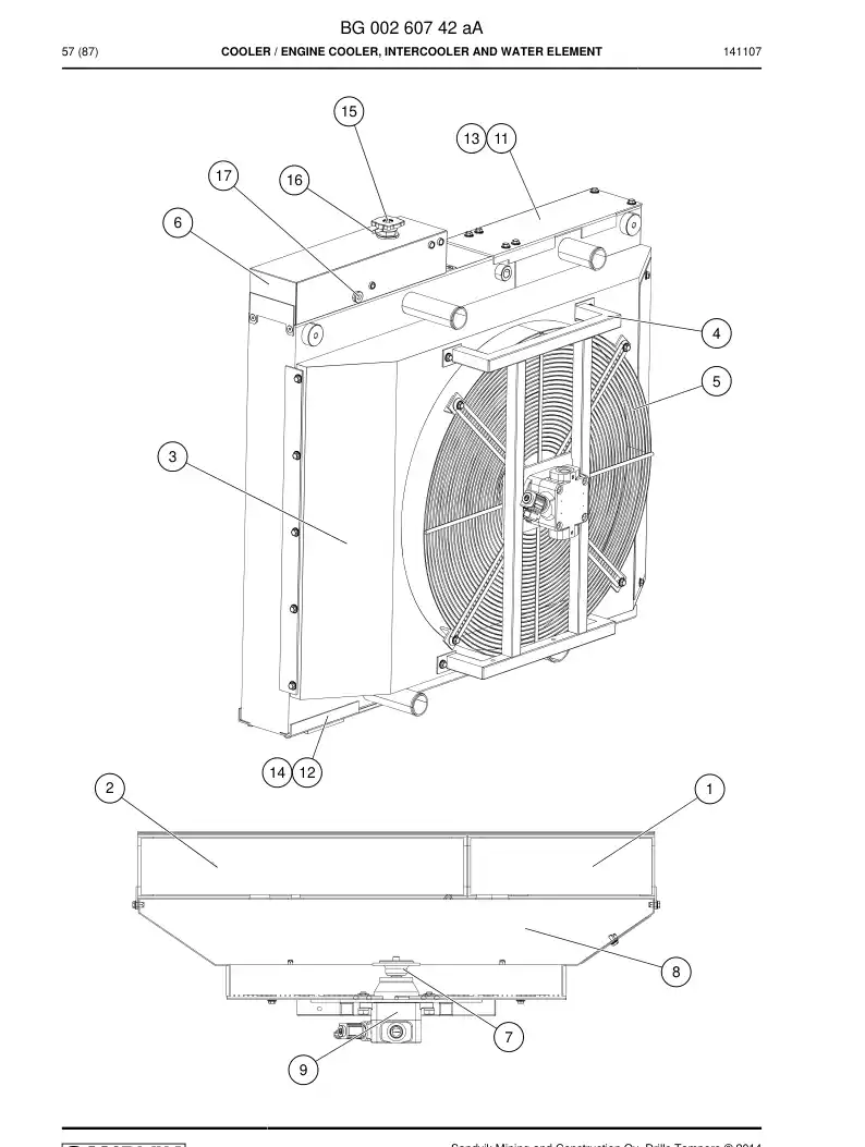 BG00260742b BG 002 607 42b Cooler - Sandvik Technical Drawing