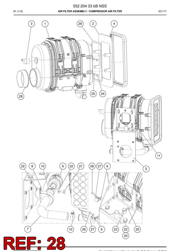 BG00261461a BG 002 614 61a Flange - Sandvik Technical Drawing