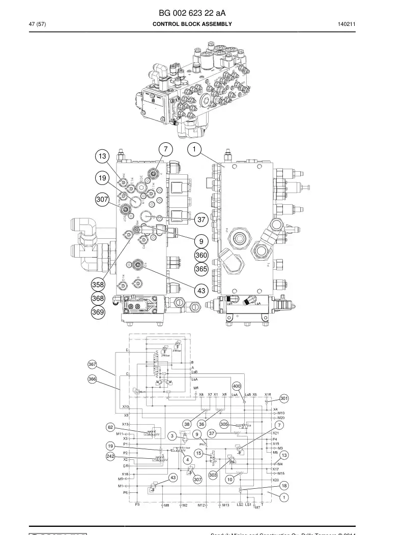 BG00262322c BG 002 623 22c Control Block Assembly - Sandvik Technical Drawing