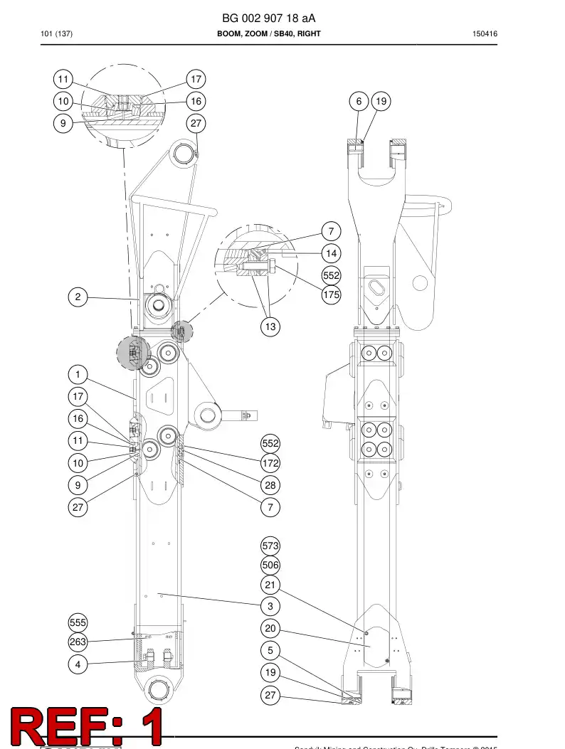 BG00262538a BG 002 625 38a Tube, Outer - Sandvik Technical Drawing