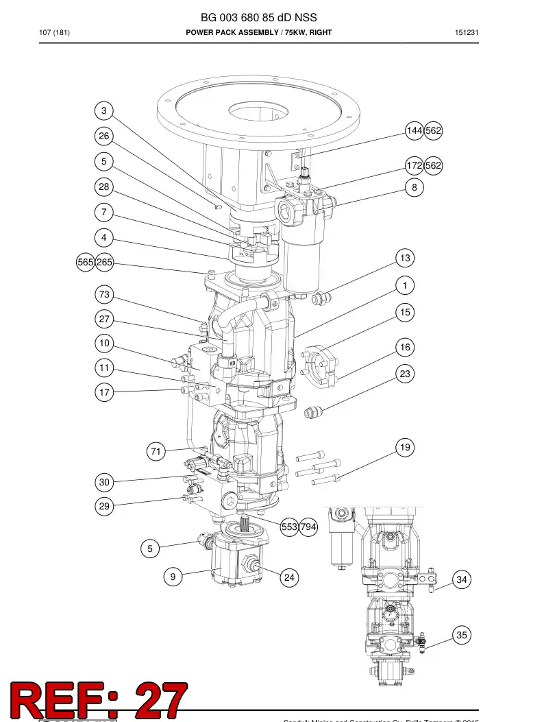 BG00262948b BG 002 629 48b Pipe Assembly - Sandvik Technical Drawing