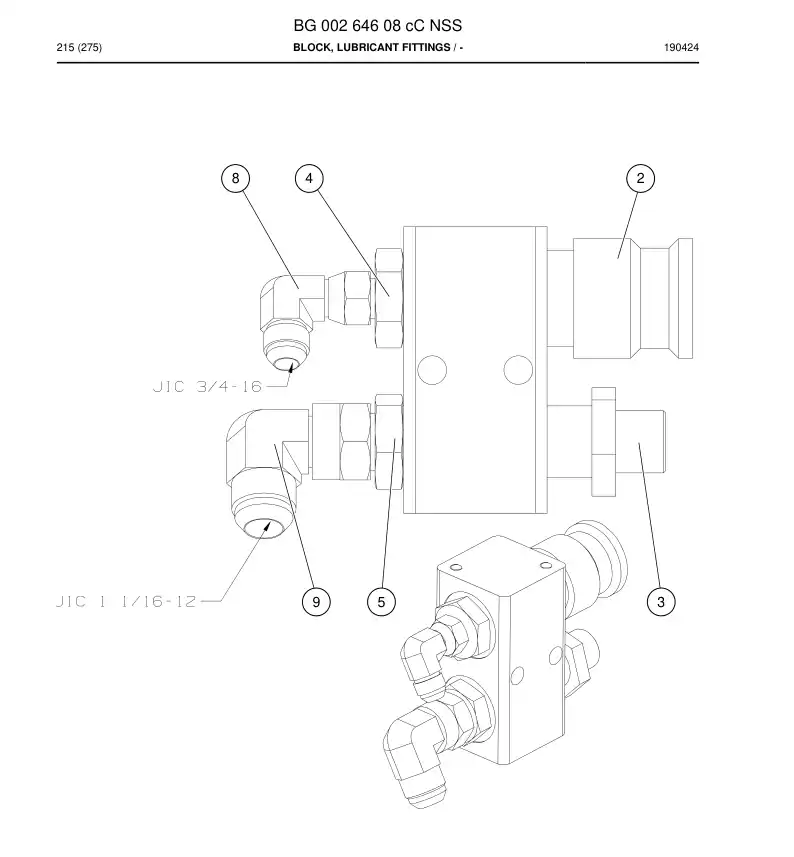 BG00264608c BG 002 646 08c Block, Lubricant Fittings - Sandvik Technical Drawing