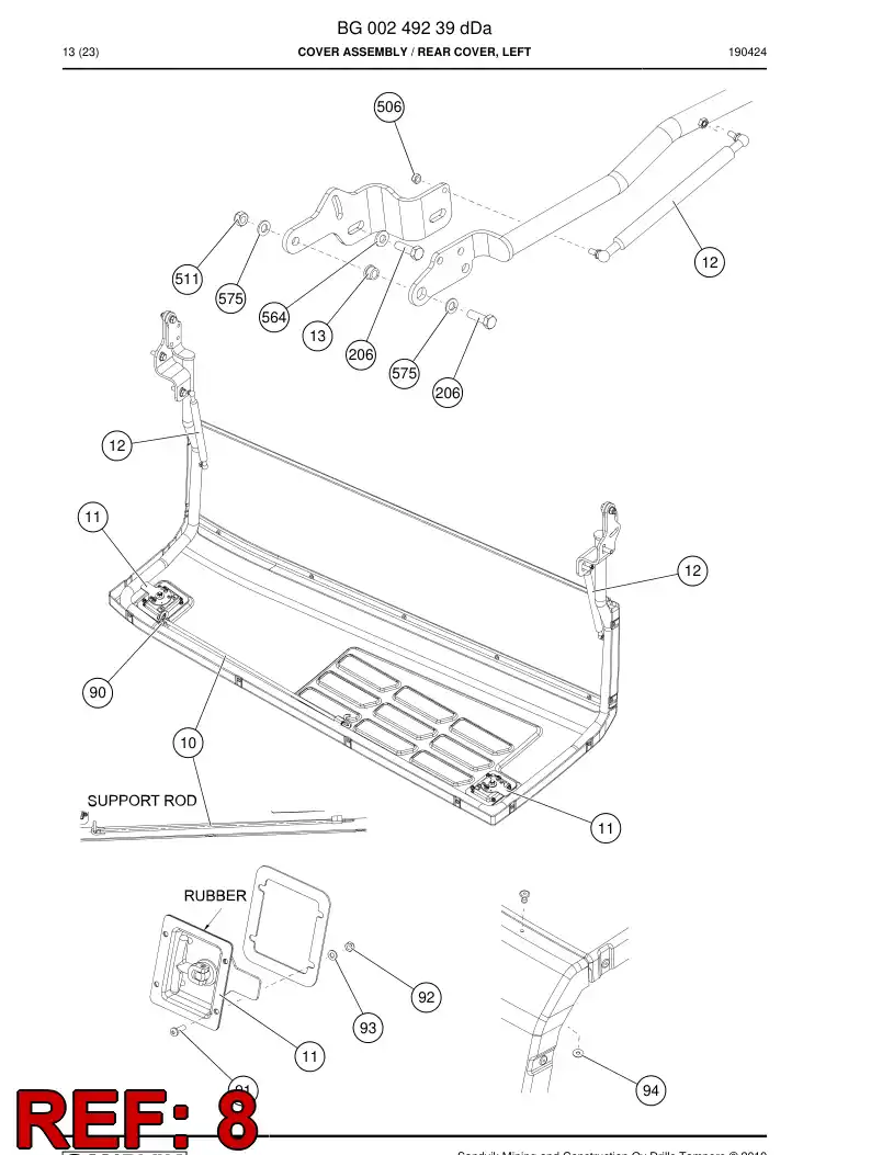 BG00264816a BG 002 648 16a Plate, Mounting - Sandvik Technical Drawing