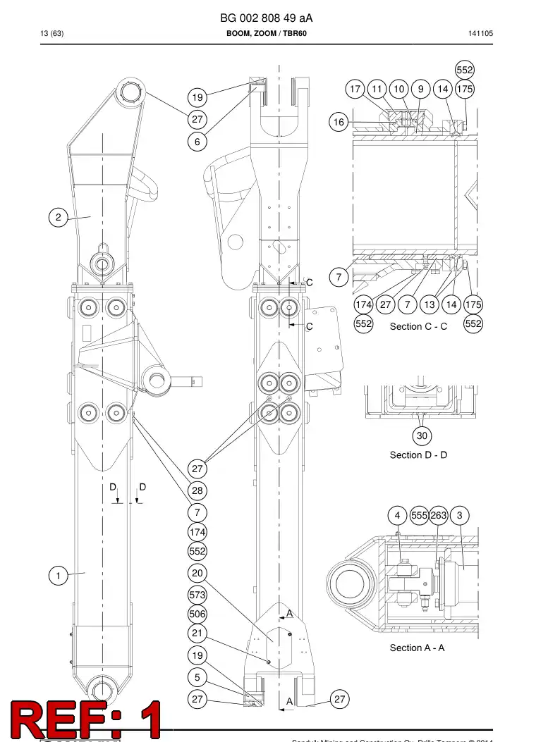 BG00266312a BG 002 663 12a Tube, Outer - Sandvik Technical Drawing