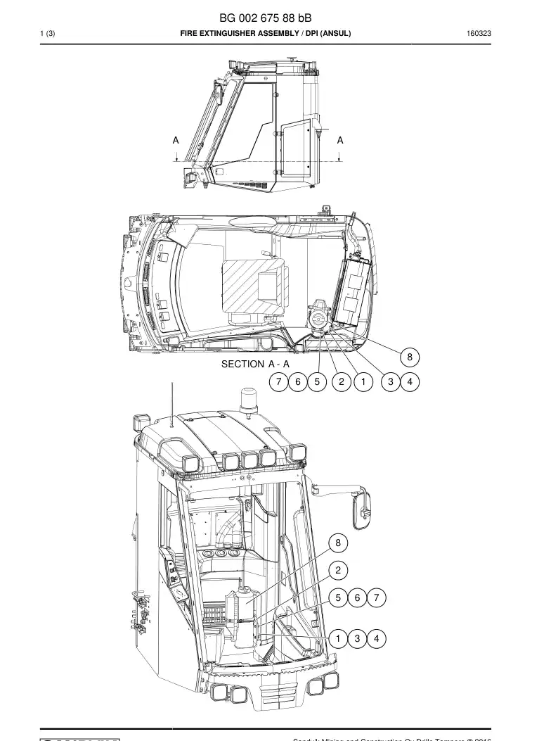 BG00267588b BG 002 675 88b Fire Extinguisher Assembly - Sandvik Technical Drawing