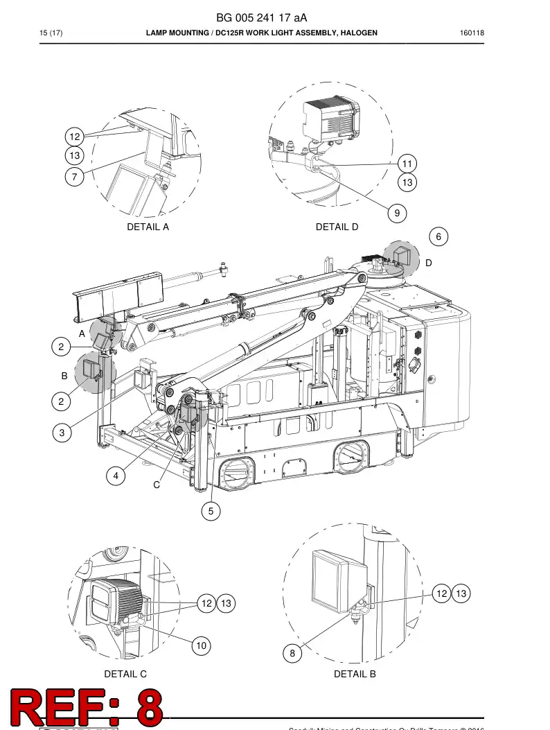 BG00267595b BG 002 675 95b Bracket, Lamp - Sandvik Technical Drawing
