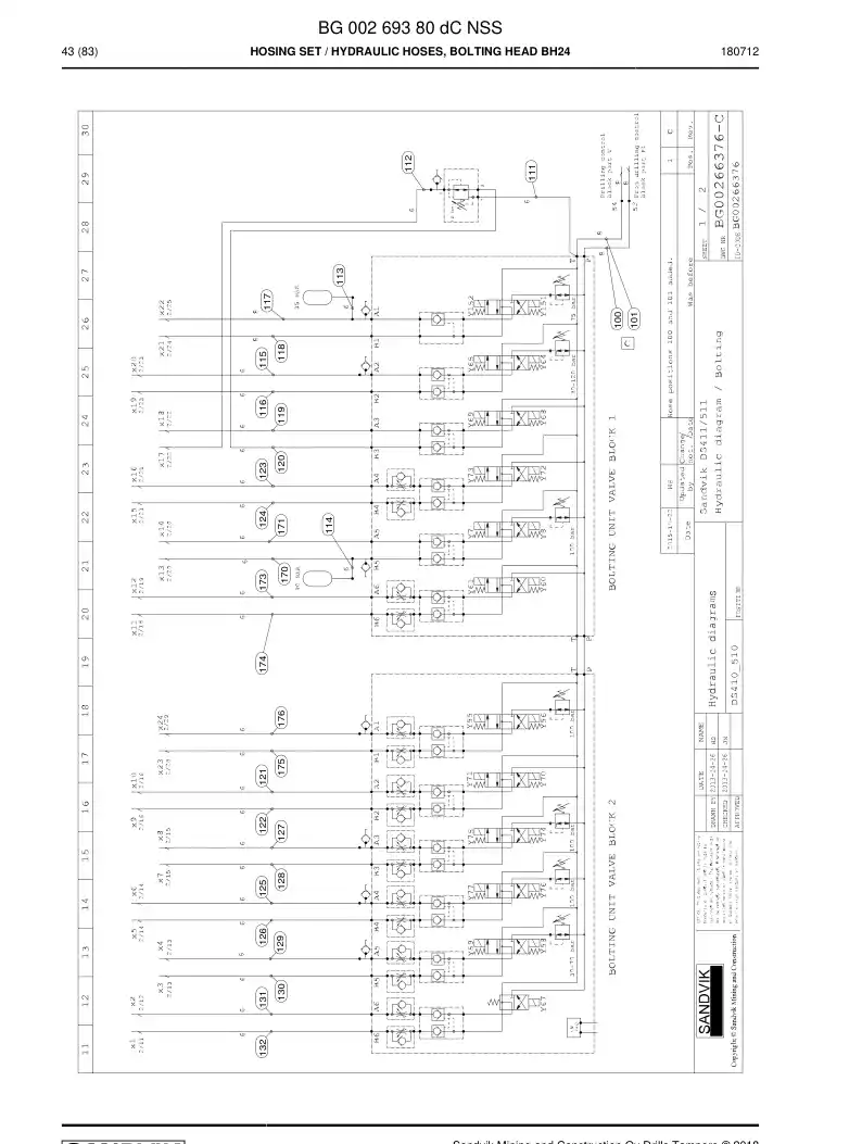 BG00269380d BG 002 693 80d Hosing Set - Sandvik Technical Drawing