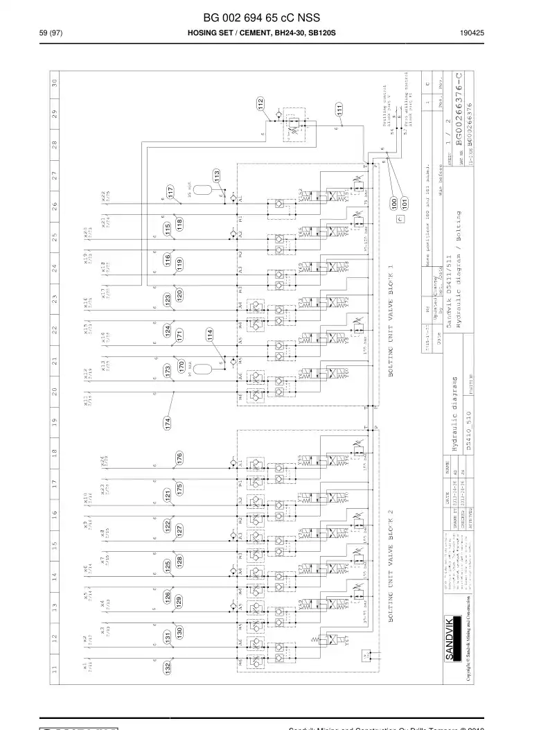 BG00269465c BG 002 694 65c Hosing Set - Sandvik Technical Drawing