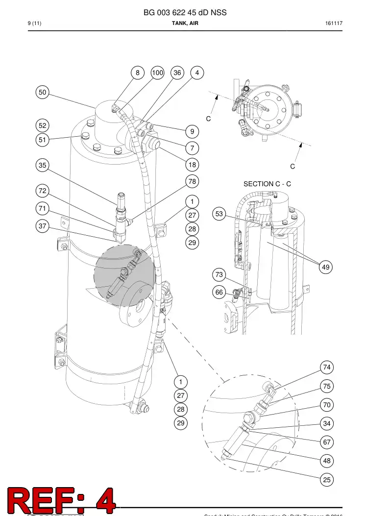 BG00269498a BG 002 694 98a Fitting, Flange - Sandvik Technical Drawing