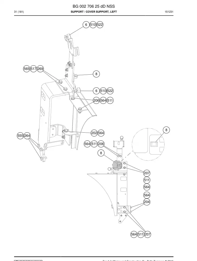 BG00270625d BG 002 706 25d Support - Sandvik Technical Drawing