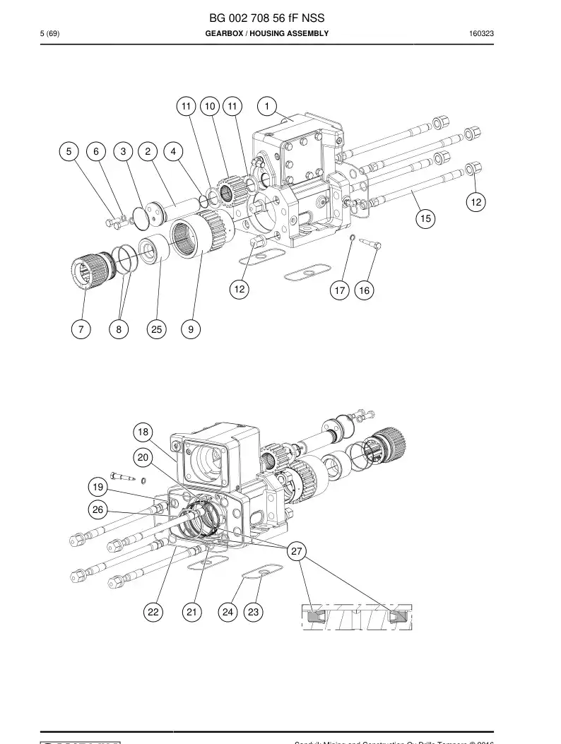 BG00270856f BG 002 708 56f Gearbox - Sandvik Technical Drawing