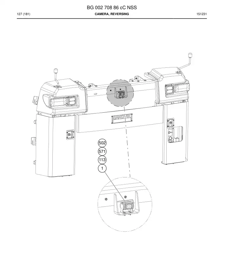 BG00270886c BG 002 708 86c Camera, Reversing - Sandvik Technical Drawing