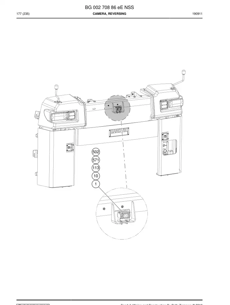 BG00270886e BG 002 708 86e Camera, Reversing - Sandvik Technical Drawing