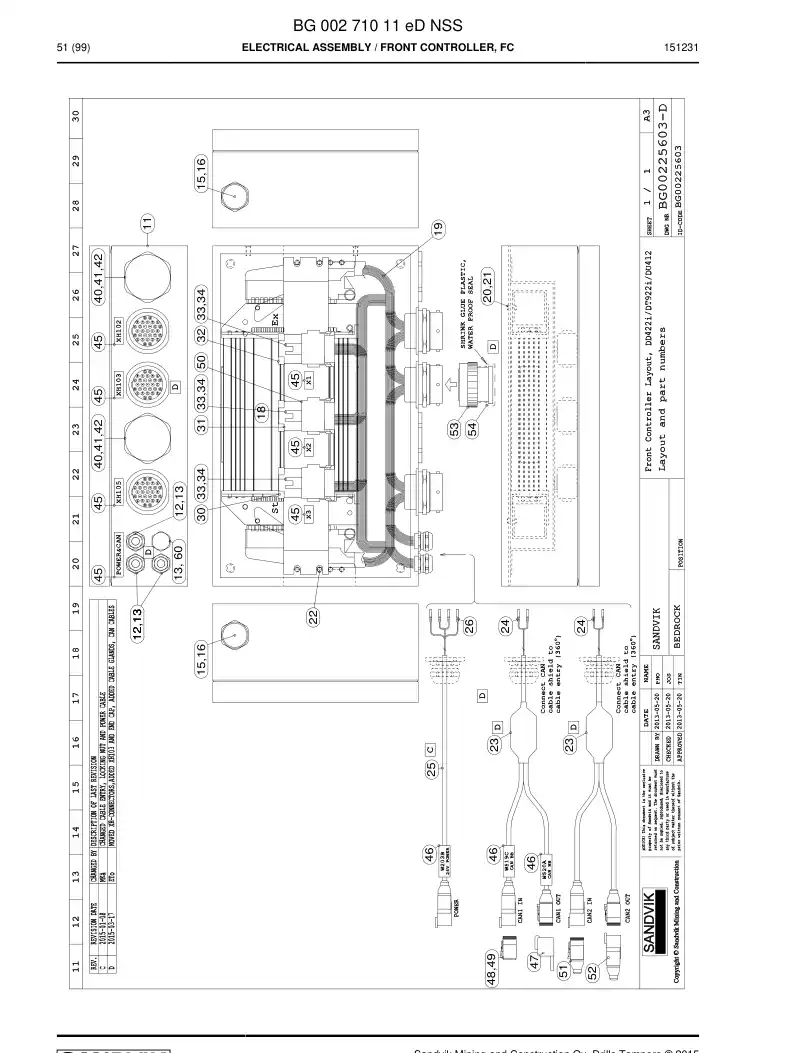 BG00271011e BG 002 710 11e Electrical Assembly - Sandvik Technical Drawing