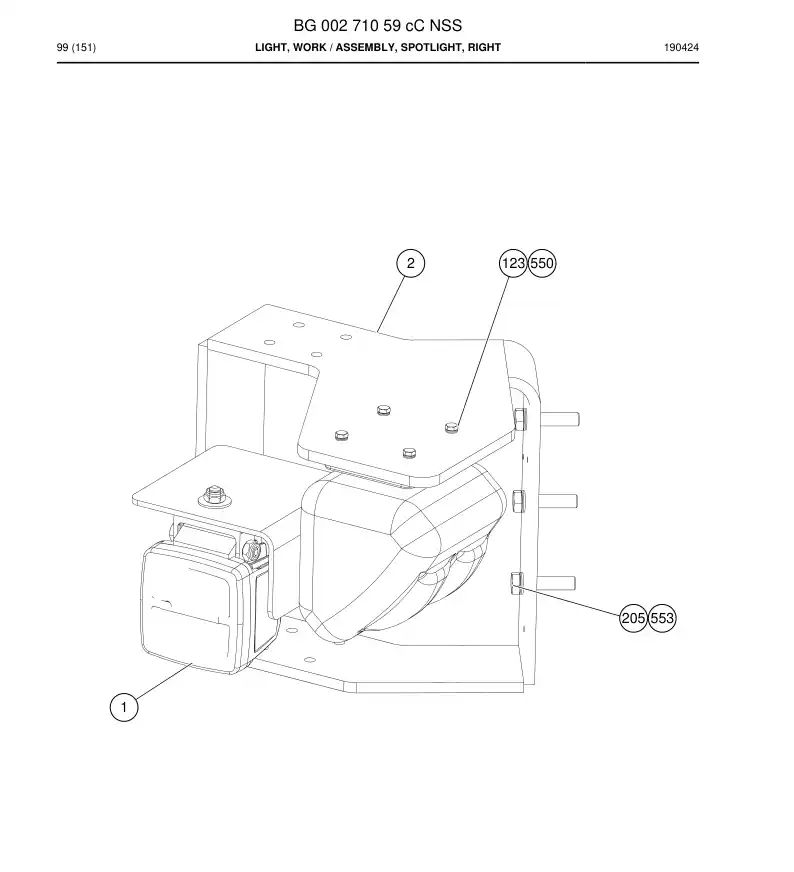 BG00271059c BG 002 710 59c Light, Work - Sandvik Technical Drawing