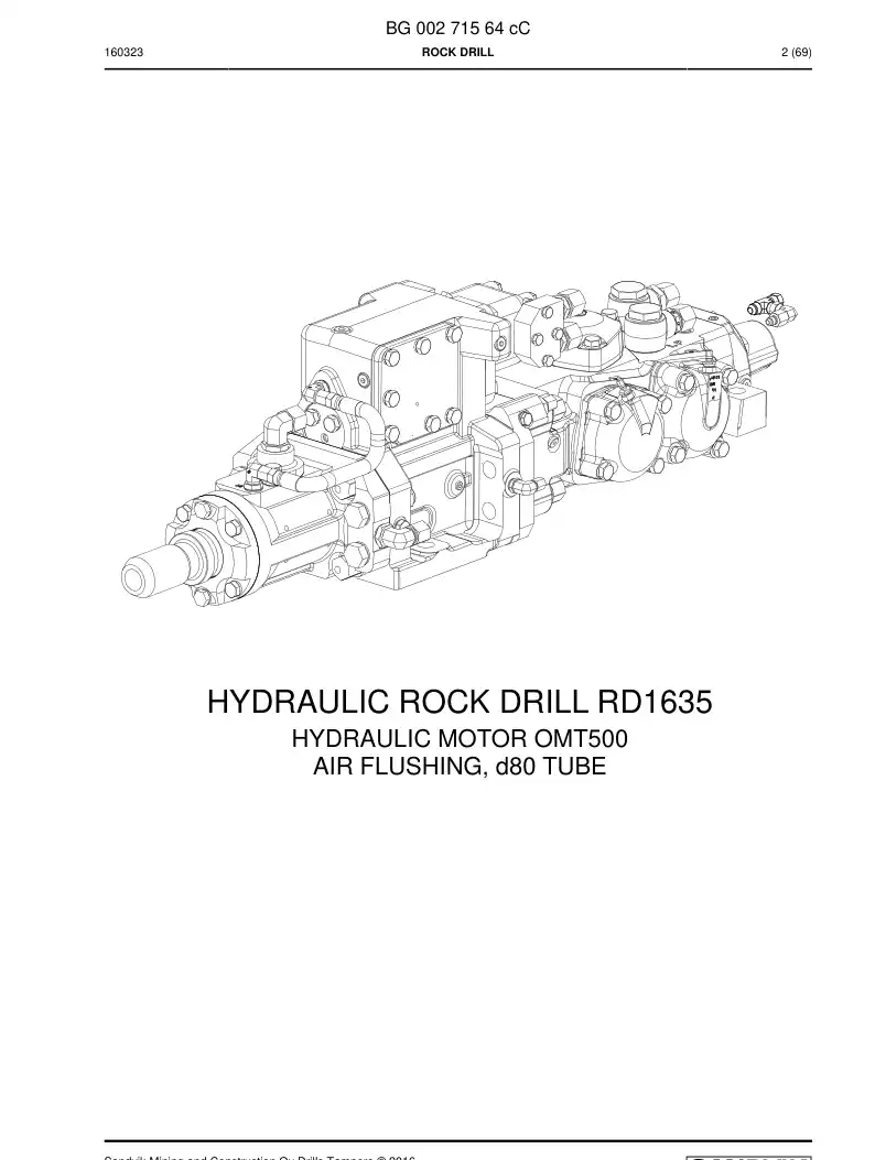 BG00271564c BG 002 715 64c Rock Drill - Sandvik Technical Drawing