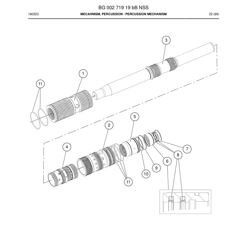 BG00271919b BG 002 719 19b Mecahnism, Percussion - Sandvik Technical Drawing