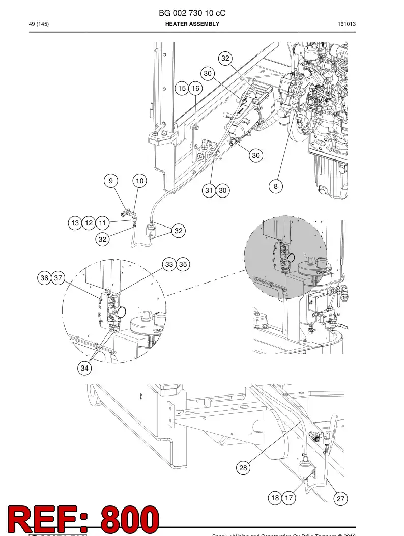 BG00273008c BG 002 730 08c Hose Set - Sandvik Technical Drawing