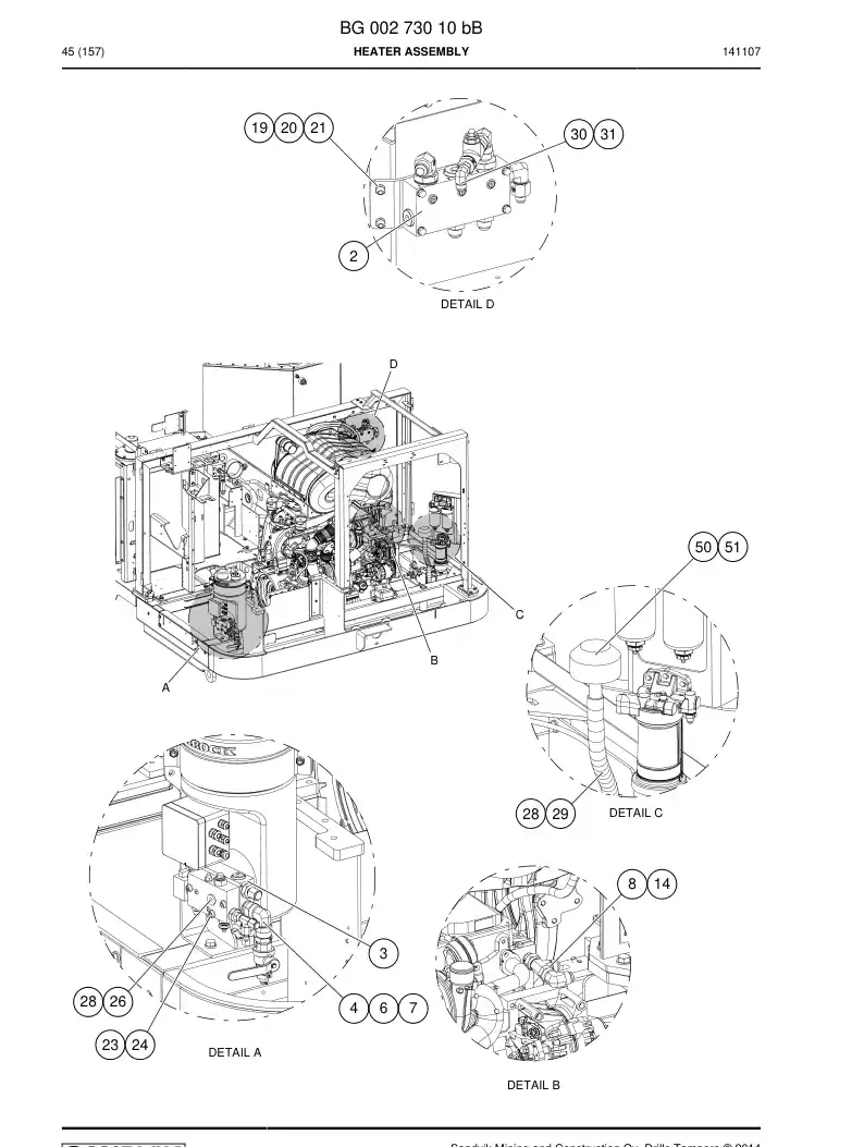 BG00273010b BG 002 730 10b Heater Assembly - Sandvik Technical Drawing