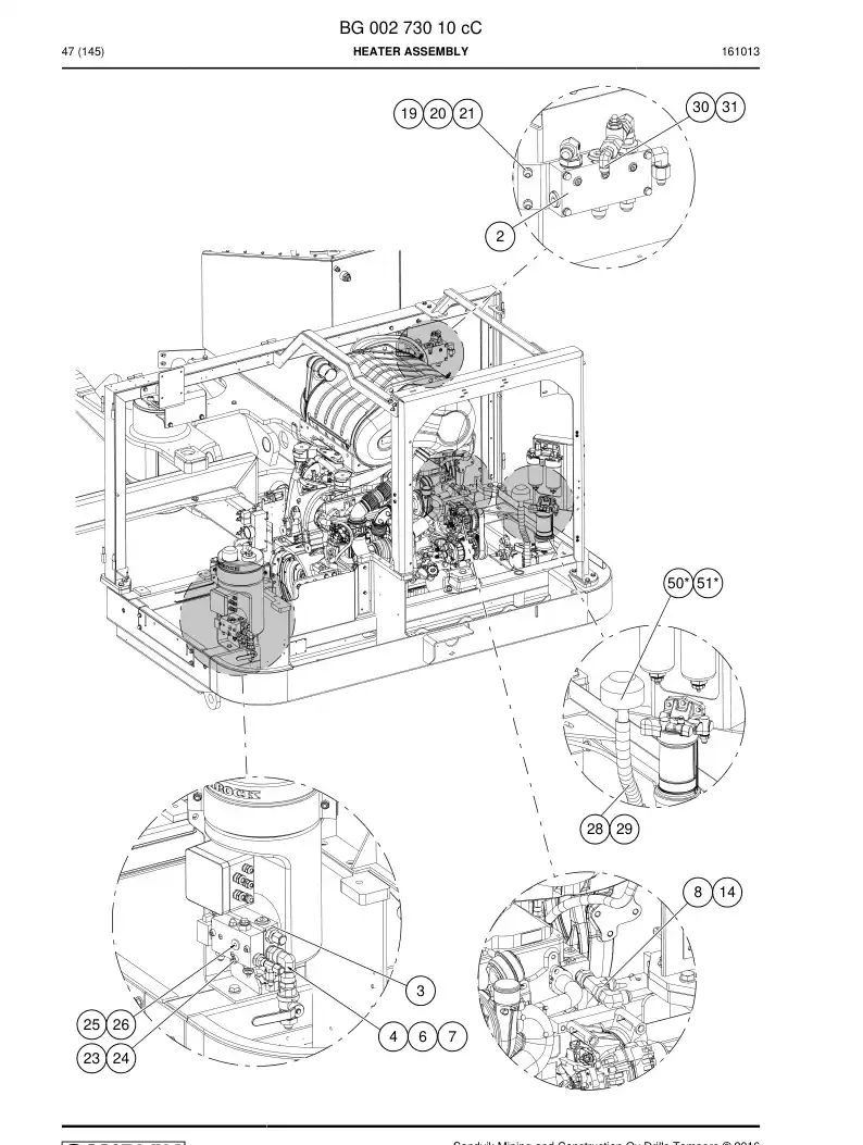BG00273010c BG 002 730 10c Heater Assembly - Sandvik Technical Drawing