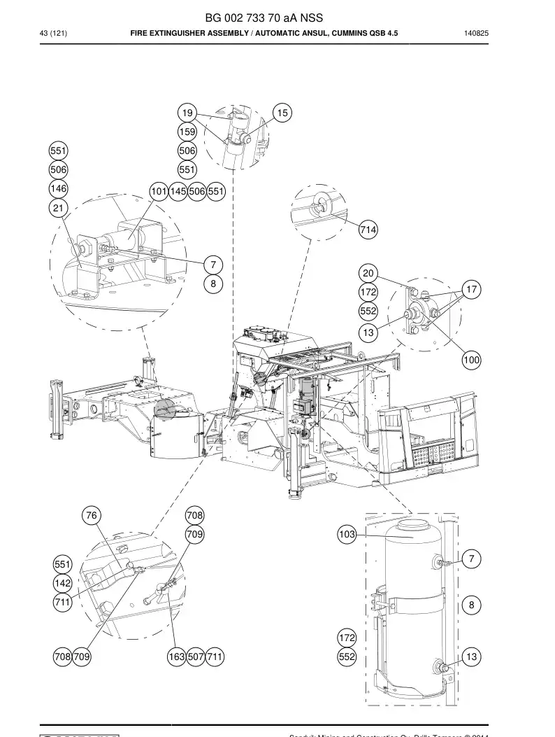 BG00273370a BG 002 733 70a Fire Extinguisher Assembly - Sandvik Technical Drawing