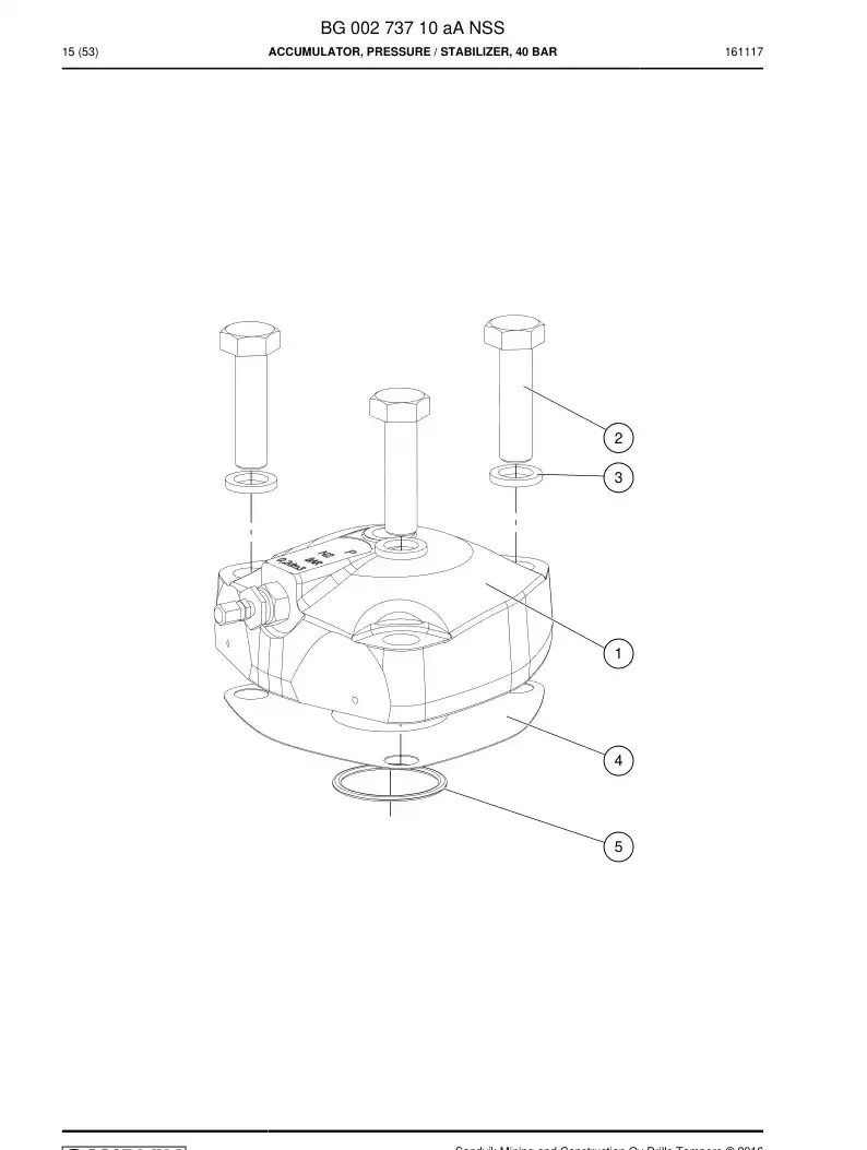 BG00273710a BG 002 737 10a ACUMULADOR, PRESSO - Sandvik Technical Drawing