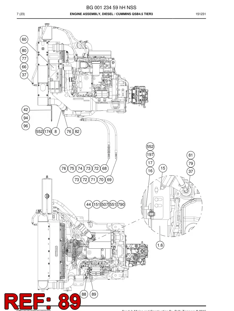 BG00274521a BG 002 745 21a Adapter, Hydraulic - Sandvik Technical Drawing