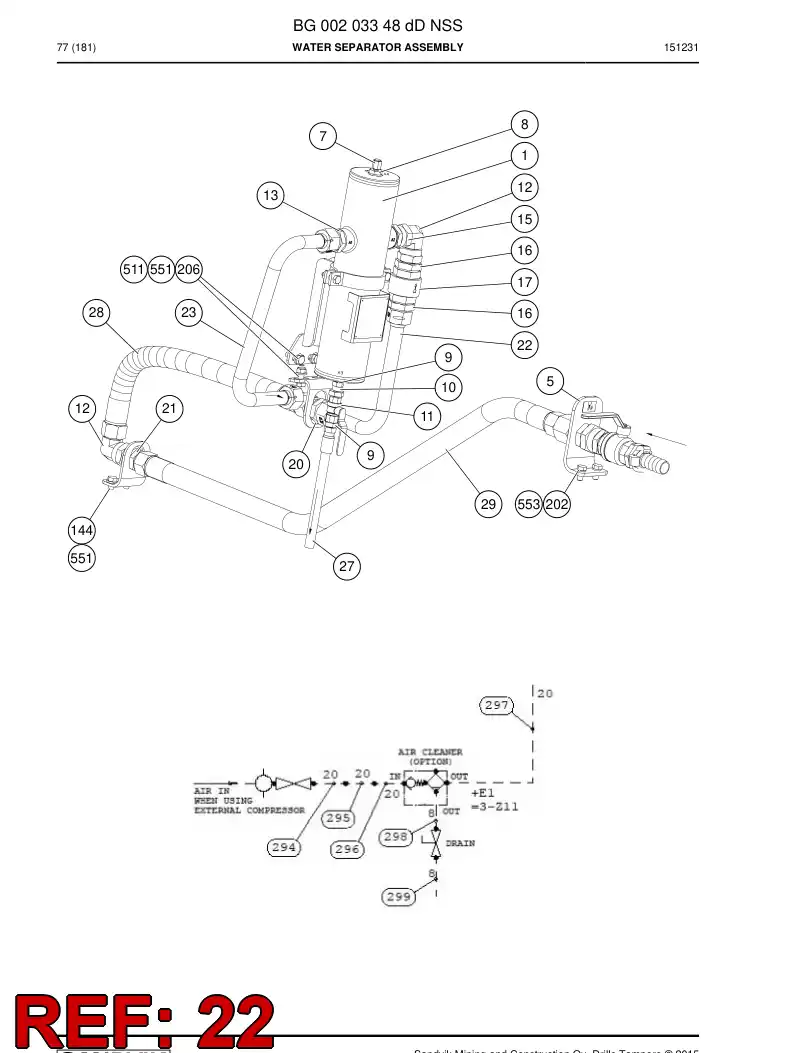 BG00274665a BG 002 746 65a Pipe Assembly - Sandvik Technical Drawing