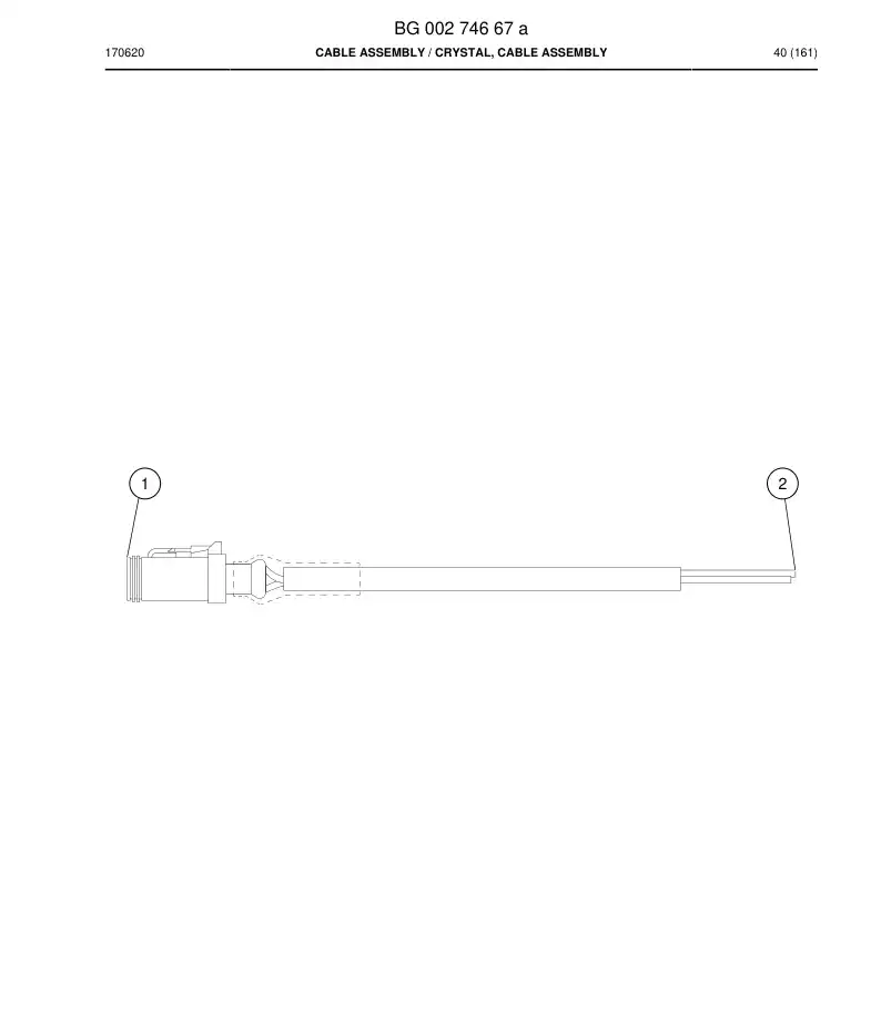 BG00274667a BG 002 746 67a Cable Assembly - Sandvik Technical Drawing