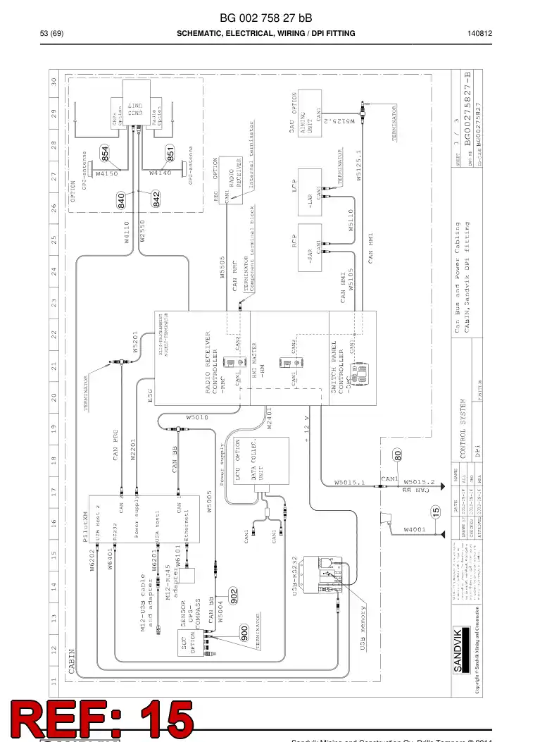 BG00274952b BG 002 749 52b Wiring Harness Assembly - Sandvik Technical Drawing