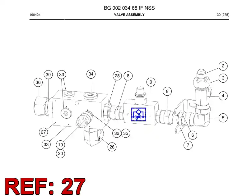 BG00275241a BG 002 752 41a Block, Distribution - Sandvik Technical Drawing
