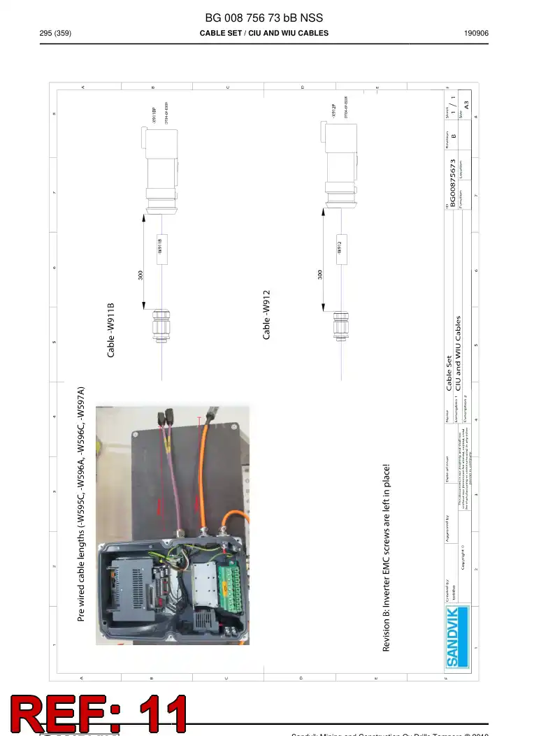 BG00275882b BG 002 758 82b Cable, Prewired Plug - Sandvik Technical Drawing