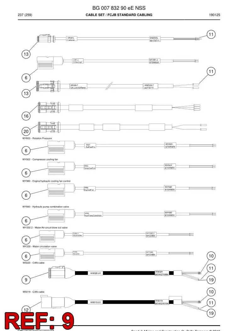 BG00275884c BG 002 758 84c Cable, Prewired Plug - Sandvik Technical Drawing