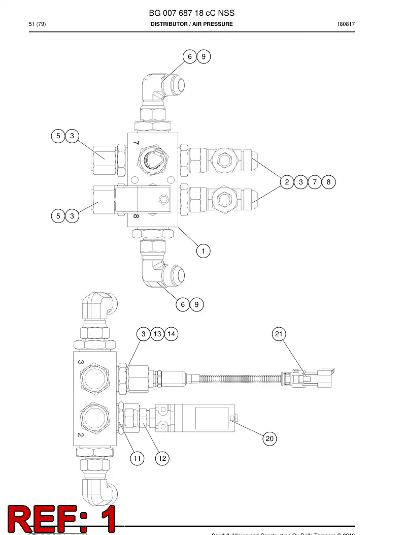 BG00276020a BG 002 760 20a Manifold Block - Sandvik Technical Drawing