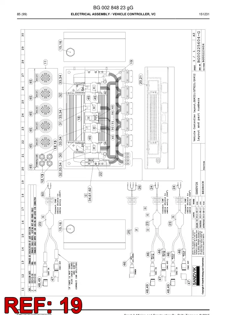 BG00276531b BG 002 765 31b Harness, Wiring - Sandvik Technical Drawing