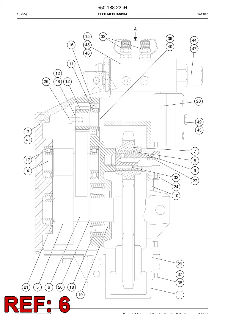 BG00276622a BG 002 766 22a Axle, Drive - Sandvik Technical Drawing
