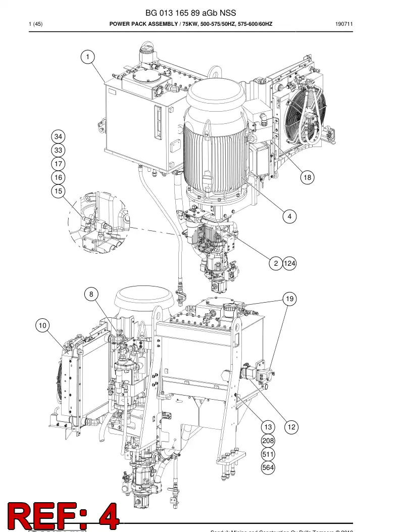 BG00276922a BG 002 769 22a Motor, Three Phase - Sandvik Technical Drawing