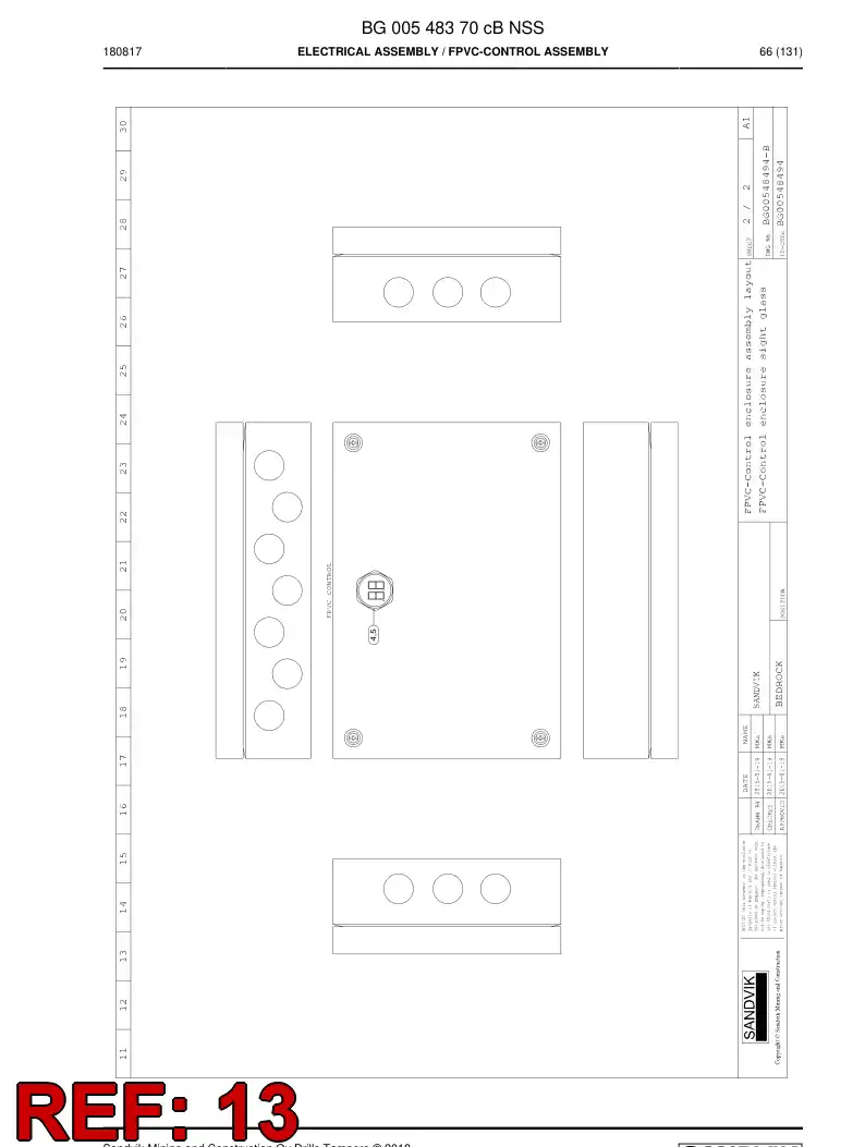BG00277218a BG 002 772 18a Busbar - Sandvik Technical Drawing