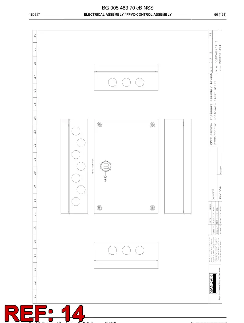BG00277274a BG 002 772 74a Busbar - Sandvik Technical Drawing