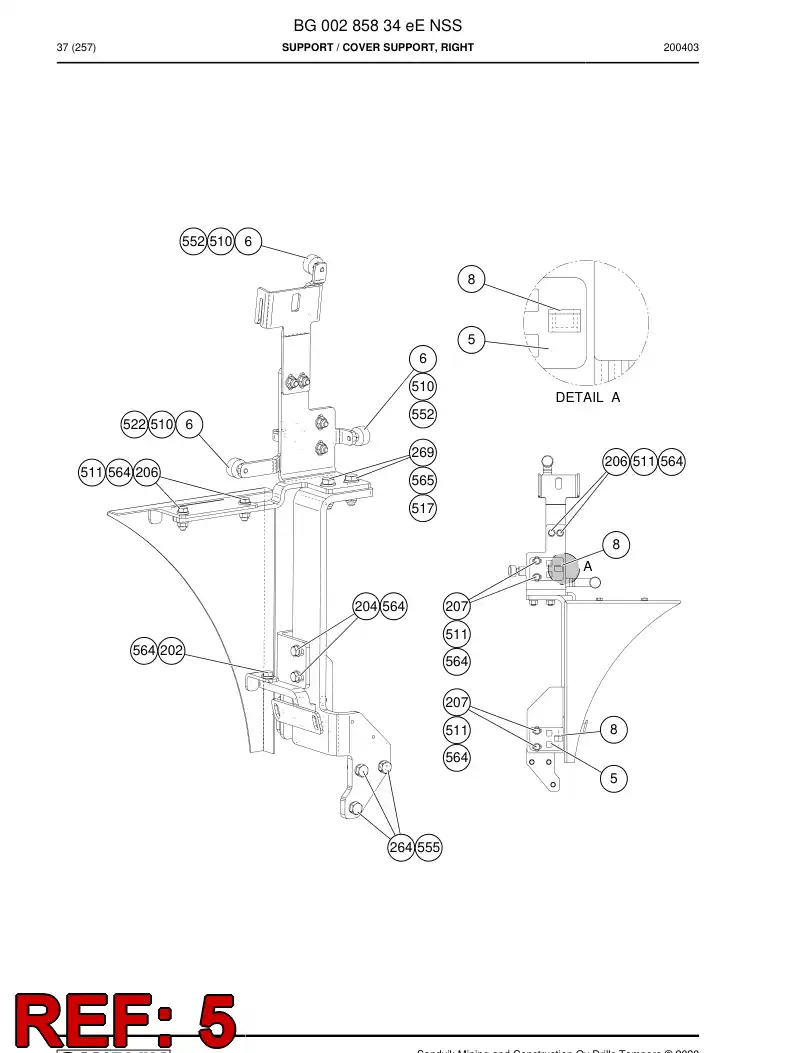BG00277434a BG 002 774 34a Hinge - Sandvik Technical Drawing